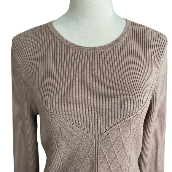 Abercrombie & Fitch Ribbed Tan Knit Sweater Cropped Neutral Y2K Top Women Sz XL - Picture 4 of 7